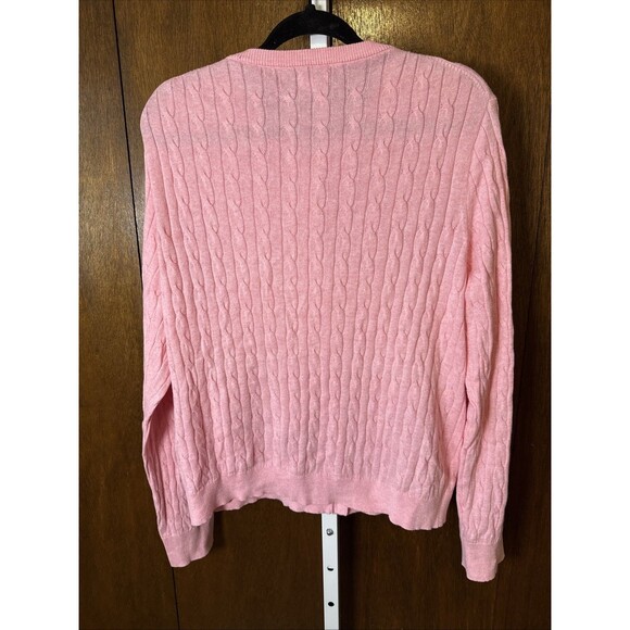 VTG J Crew Womens Cable knit Sweater XL Pink Y2K Preppy Retro Academia Light - Picture 3 of 4
